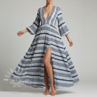 Bavlněná látka YARN DYED Stripe navy