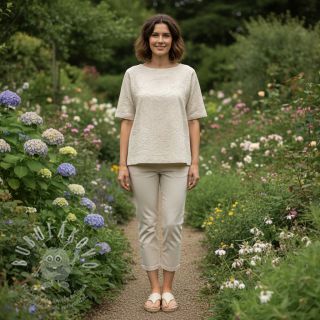 Bavlněná látka EMBROIDERY GABARDINE Luana natural