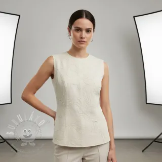 Bavlněná látka EMBROIDERY GABARDINE Luana natural