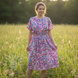 Bavlněná látka Significant flowers purple digital print