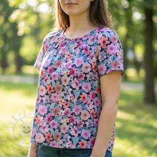 Bavlněná látka Significant flowers navy digital print