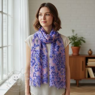 Bavlněná látka SATIN Purple flowers digital print