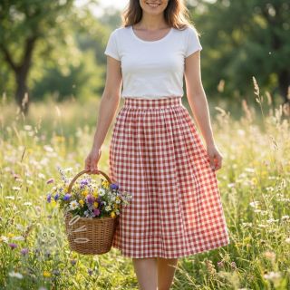 Bavlněná látka Check terra