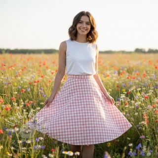 Bavlněná látka Check old rose