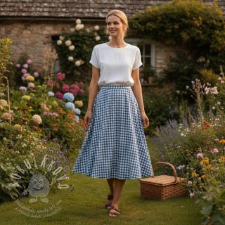 Bavlněná látka Check blue