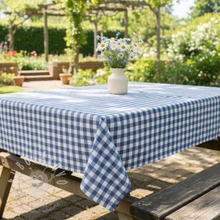 Bavlněná látka Check blue