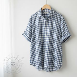 Bavlněná látka Check blue