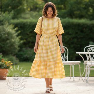 Bavlněná látka Check yellow