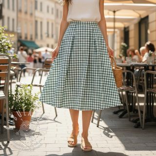 Bavlněná látka Check teal