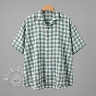 Bavlněná látka Check teal
