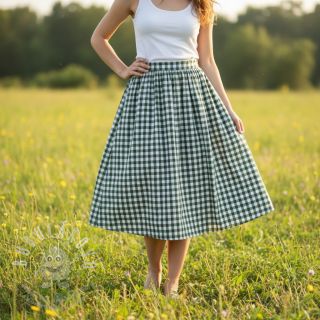 Bavlněná látka Check dark green