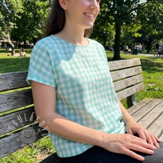 Bavlněná látka Check mint