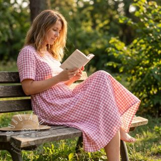 Bavlněná látka Check berry