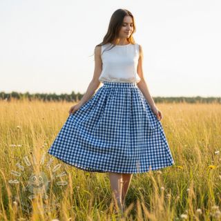 Bavlněná látka Check sky