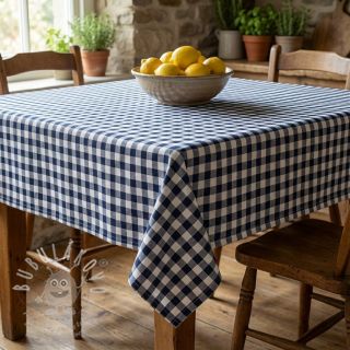 Bavlněná látka Check navy