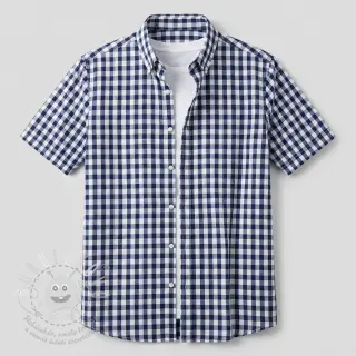 Bavlněná látka Check navy
