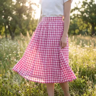 Bavlněná látka Check fuchsia