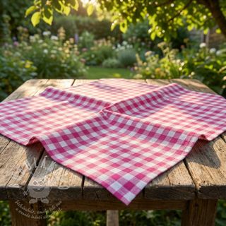 Bavlněná látka Check fuchsia