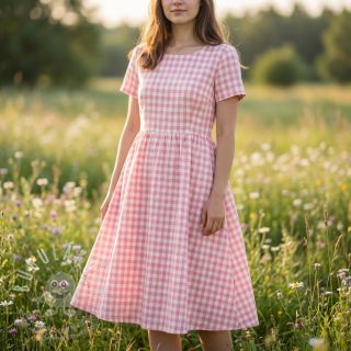 Bavlněná látka Check rosa