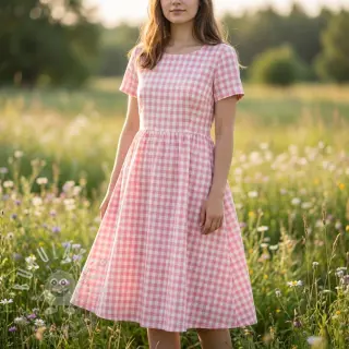 Bavlněná látka Check rosa