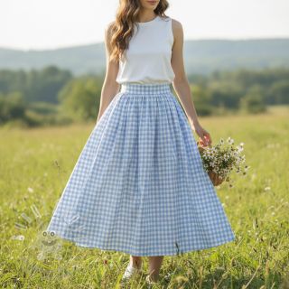 Bavlněná látka Check light blue