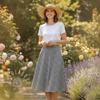 Bavlněná látka Check black