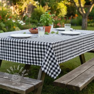 Bavlněná látka Check black