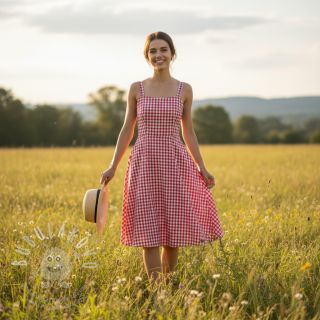 Bavlněná látka Check red