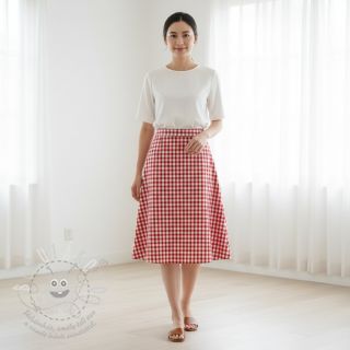 Bavlněná látka Check red