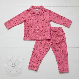 Bavlněná látka FLANNEL Dogs pink