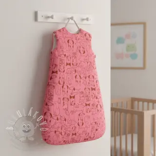 Bavlněná látka FLANNEL Dogs pink