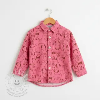 Bavlněná látka FLANNEL Dogs pink