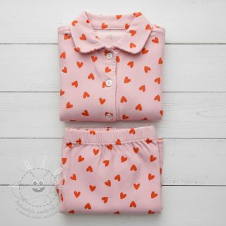 Bavlněná látka FLANNEL Hearts pink