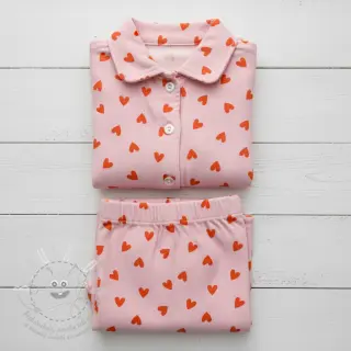 Bavlněná látka FLANNEL Hearts pink