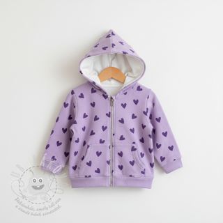 Bavlněná látka FLANNEL Hearts lavender