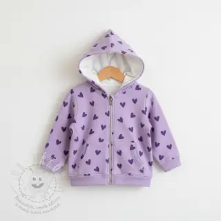 Bavlněná látka FLANNEL Hearts lavender