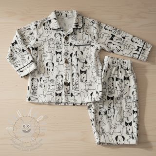 Bavlněná látka FLANNEL Dogs off white