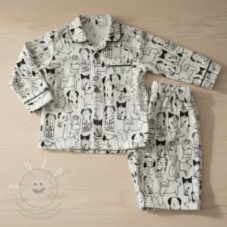 Bavlněná látka FLANNEL Dogs off white