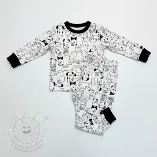 Bavlněná látka FLANNEL Dogs off white