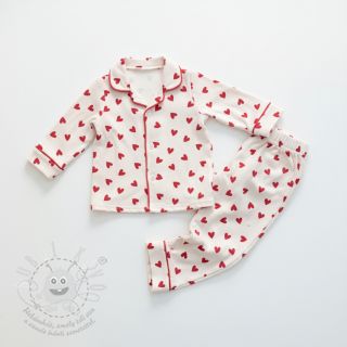 Bavlněná látka FLANNEL Hearts off white