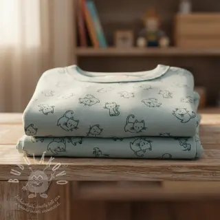 Bavlněná látka FLANNEL Cats mint