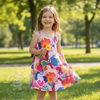 Bavlněná látka Unicorns multi digital print