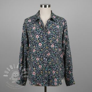 Bavlněná látka Flowers Tara navy design B digital print