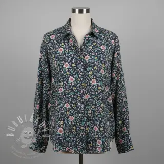 Bavlněná látka Flowers Tara navy design B digital print