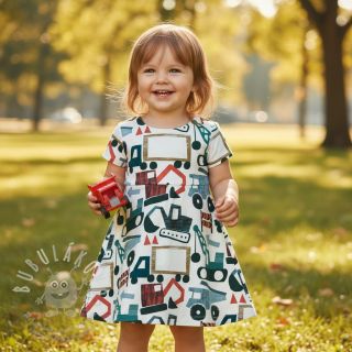 Bavlněná látka Vehicles off white digital print