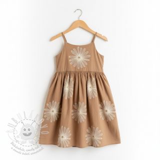 Bavlněná látka EMBROIDERY Flowie cinnamon