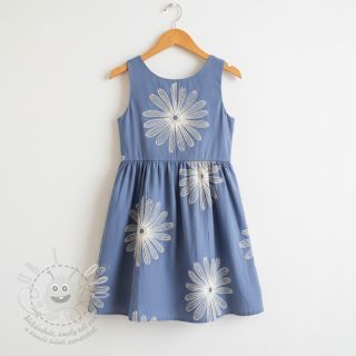 Bavlněná látka EMBROIDERY Flowie jeans