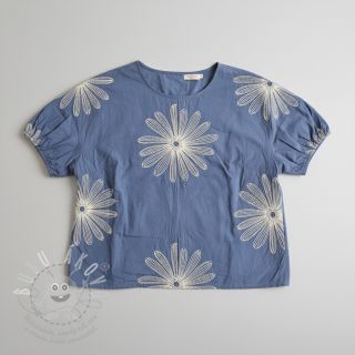 Bavlněná látka EMBROIDERY Flowie jeans