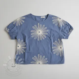Bavlněná látka EMBROIDERY Flowie jeans