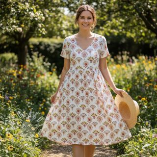 Bavlněná látka Motif off white digital print